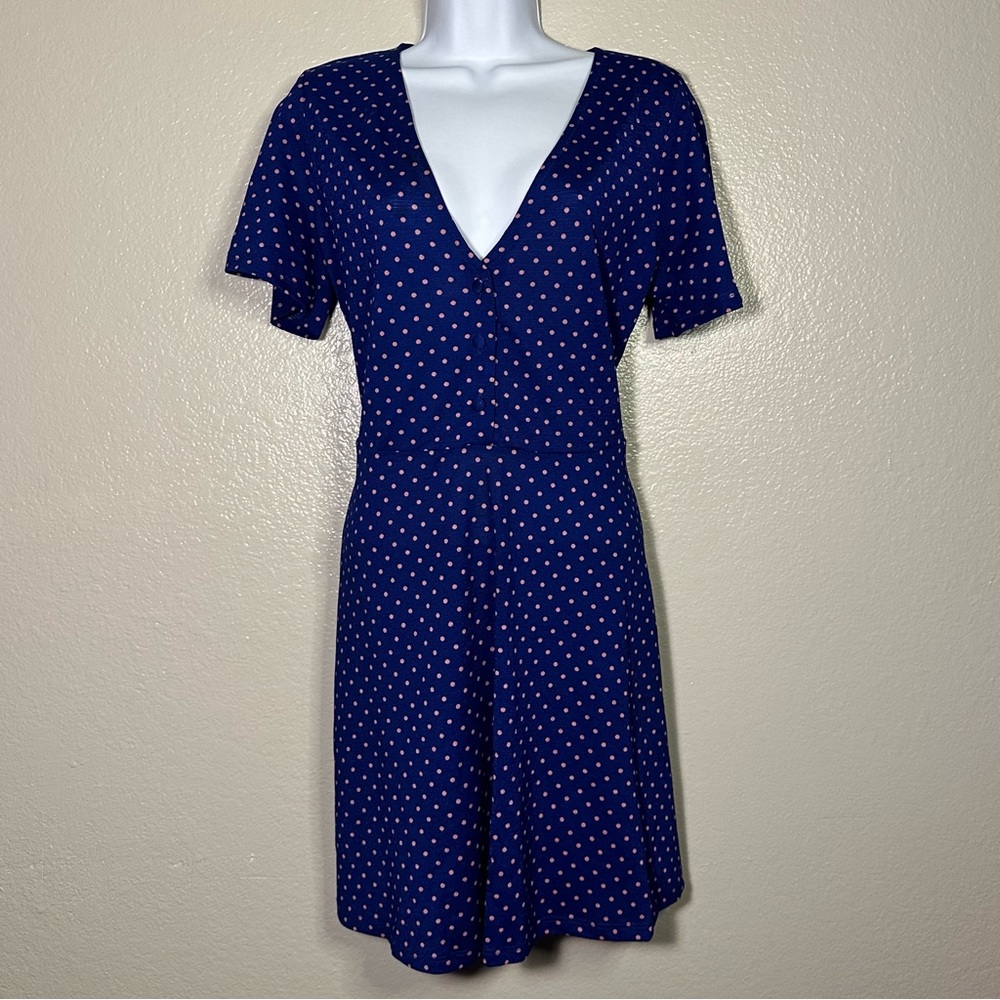 Zara Polka Dot Mini Dress in Cobalt Blue and Pink